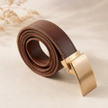 Ceinture en cuir marron 35 mm – Boucle dorée