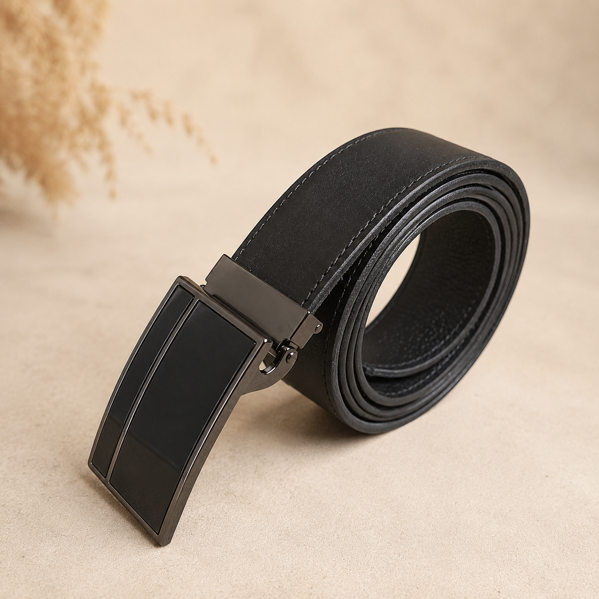 Ceinture en cuir noir 35 mm – Boucle à cadre noir