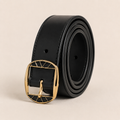 Ceinture en cuir noir 35 mm – Boucle dorée et noire