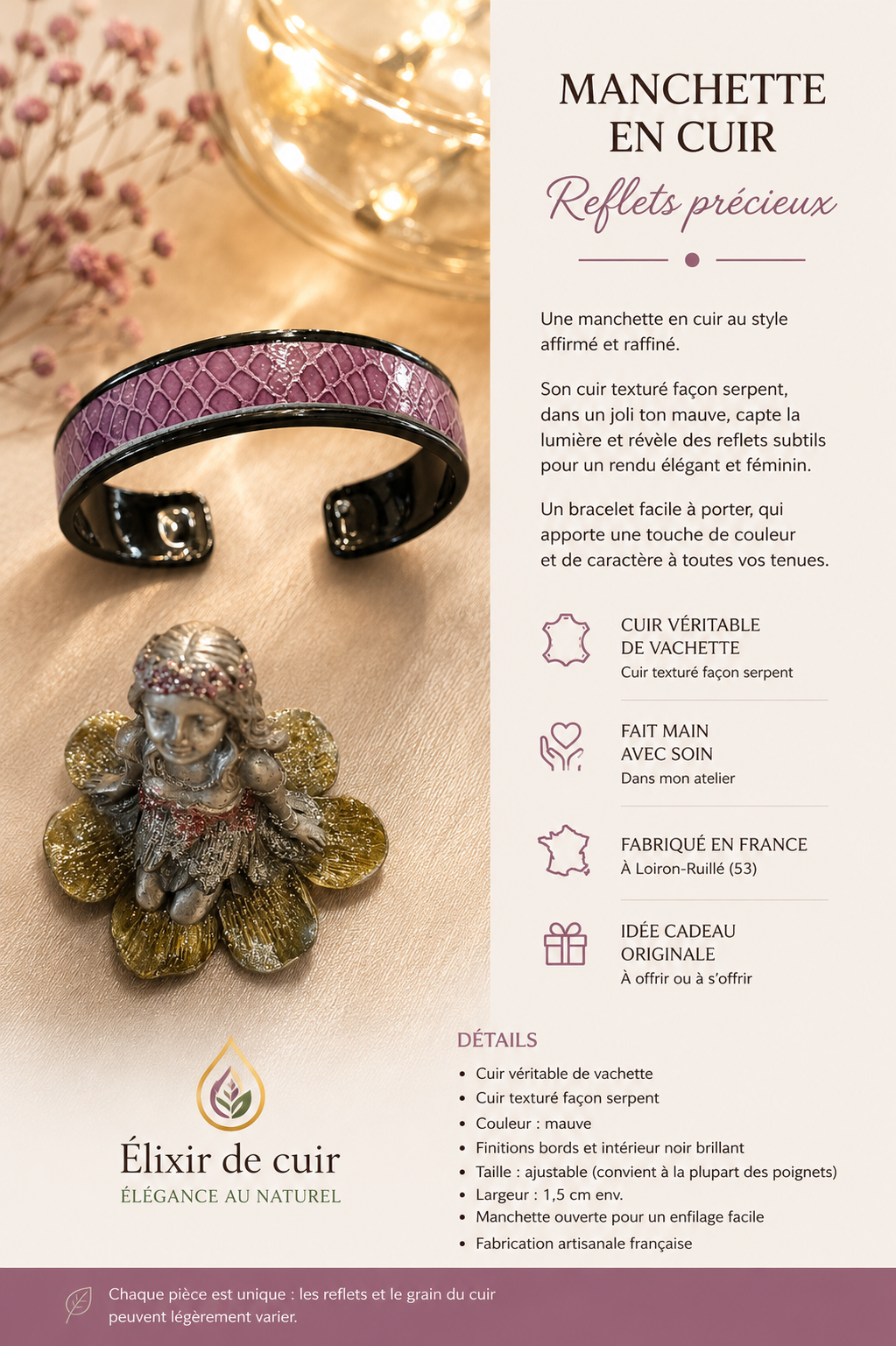 Manchette en cuir – Plusieurs coloris