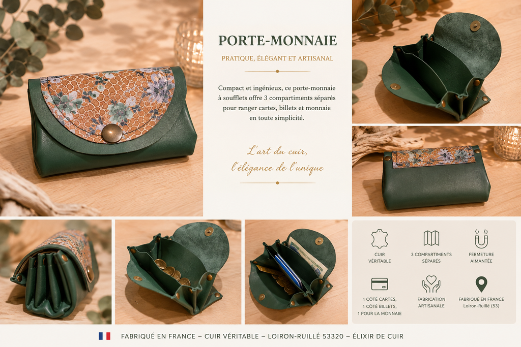 Porte-monnaie en cuir – 3 compartiments
