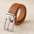 Ceinture artisanale en cuir - boucle couleur argent - 35 mm de largeur