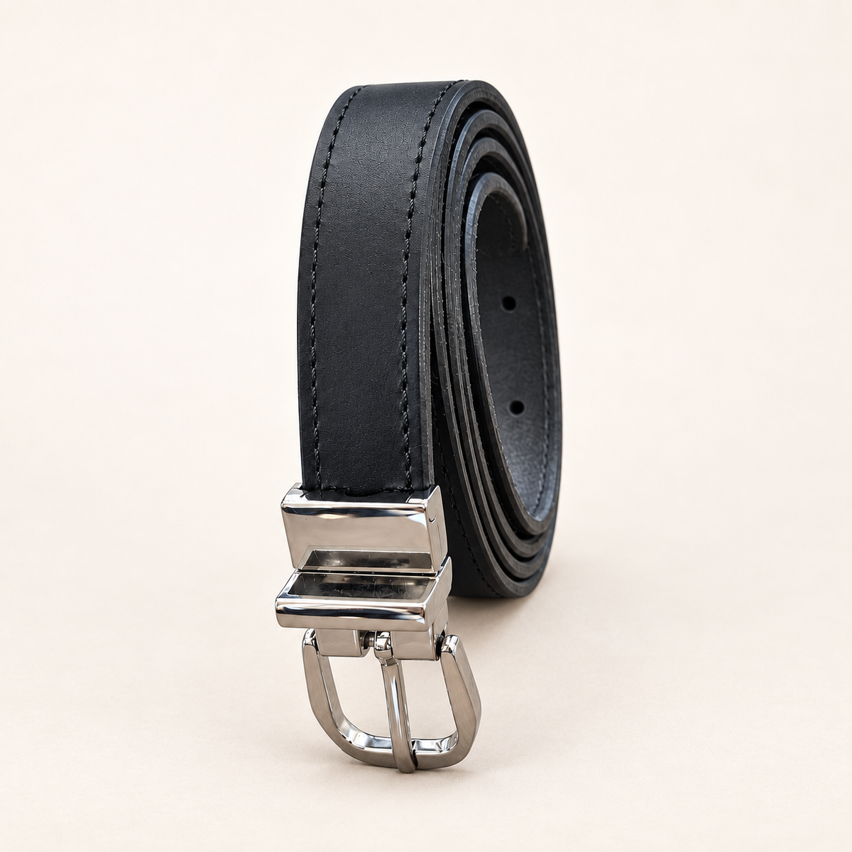 Ceinture fine noire en cuir – 20 mm
